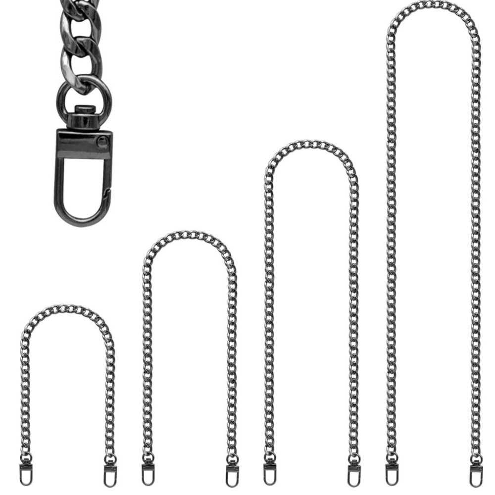 Set of Four GUNMETAL Tone Purse Chains Shoulder/Crossbody/Wristlet - UNBRANDED